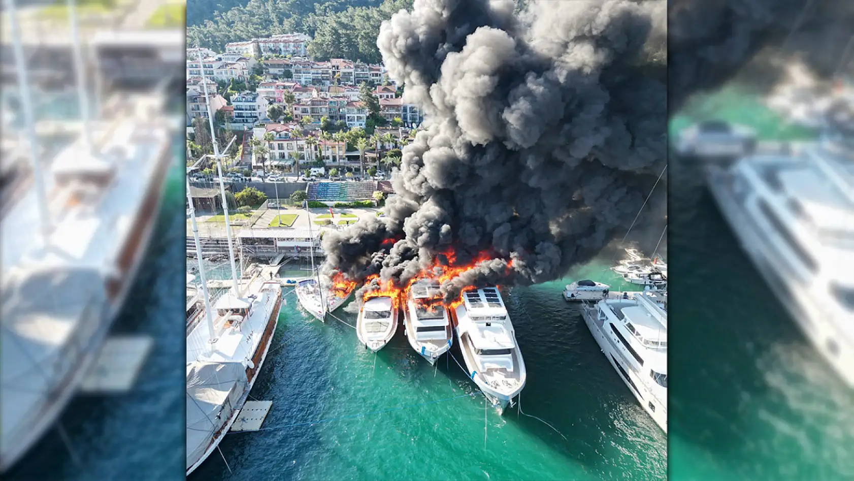 Fethiye'de 4 tekneyi küle çeviren yangın söndürüldü