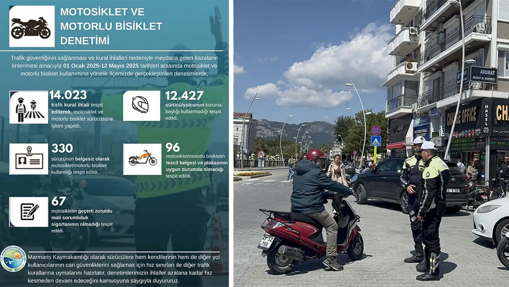 Marmaris'te sadece 4 ayda binlerce motosiklet sürücüsüne ceza yazıldı