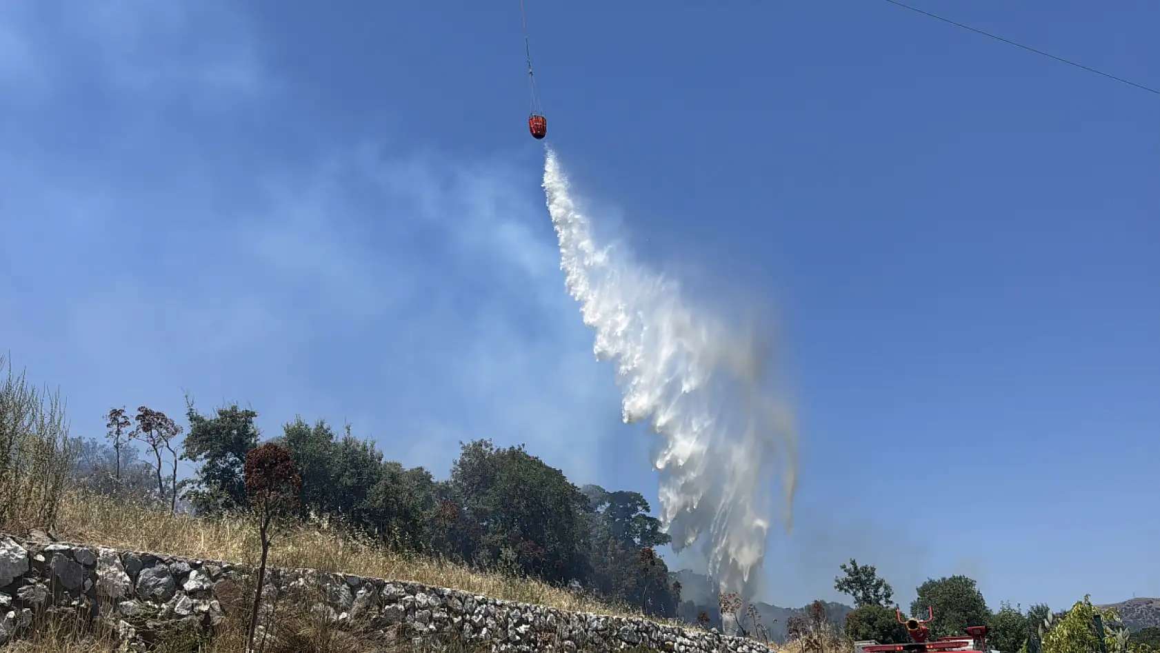 Bodrum'da tarım arazisi ve otluk alanda çıkan yangın söndürüldü