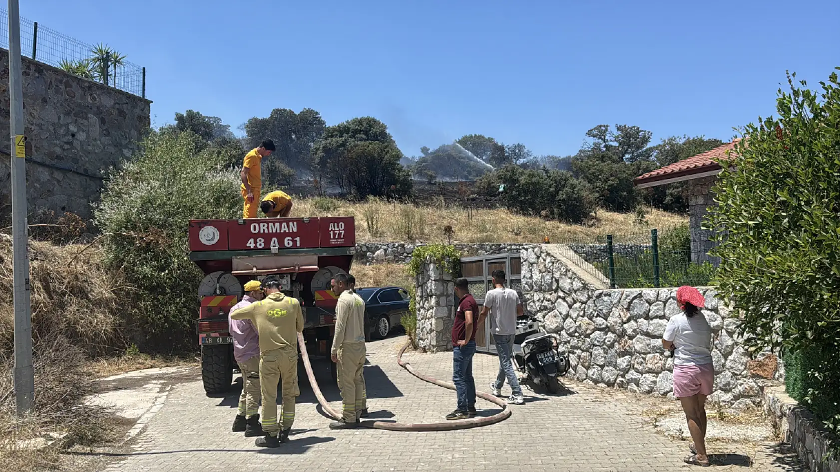 Bodrum'da tarım arazisi ve otluk alanda çıkan yangın söndürüldü