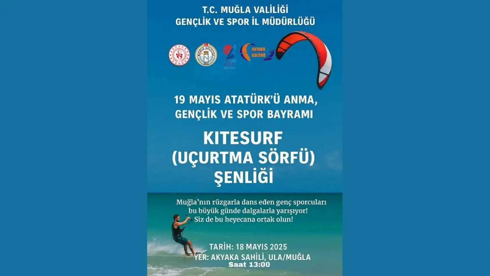 Muğla Akyaka'da 19 Mayıs coşkusu kite sörf şenliği ile kutlanacak