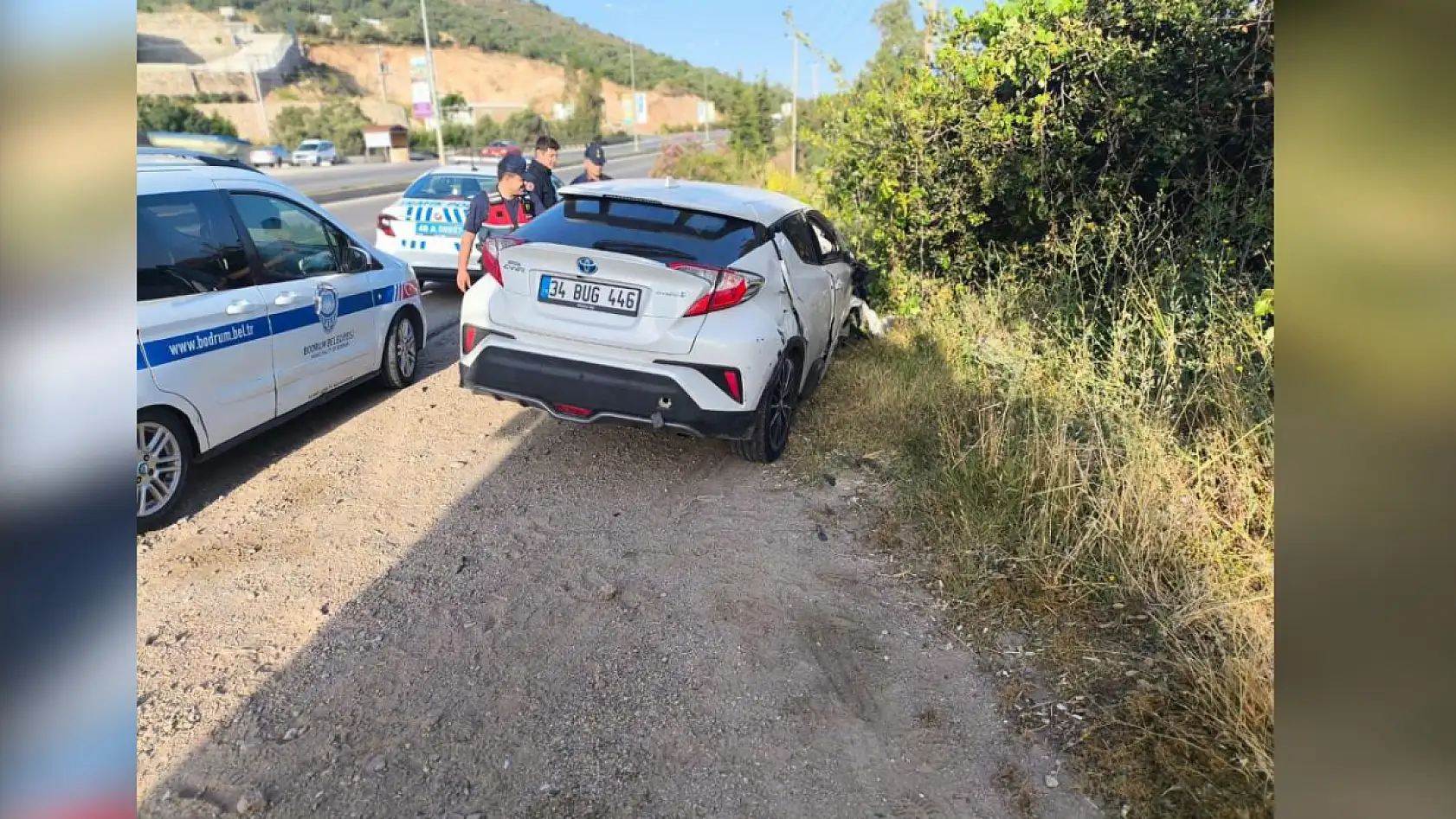 Bodrum'da takla atan araçtan çıkıp kaçtı