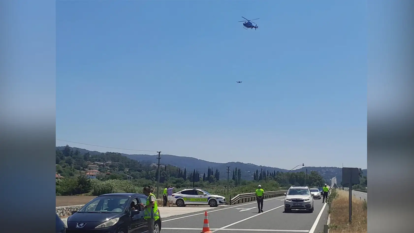 Muğla'da dron ve helikopter destekli trafik denetimi