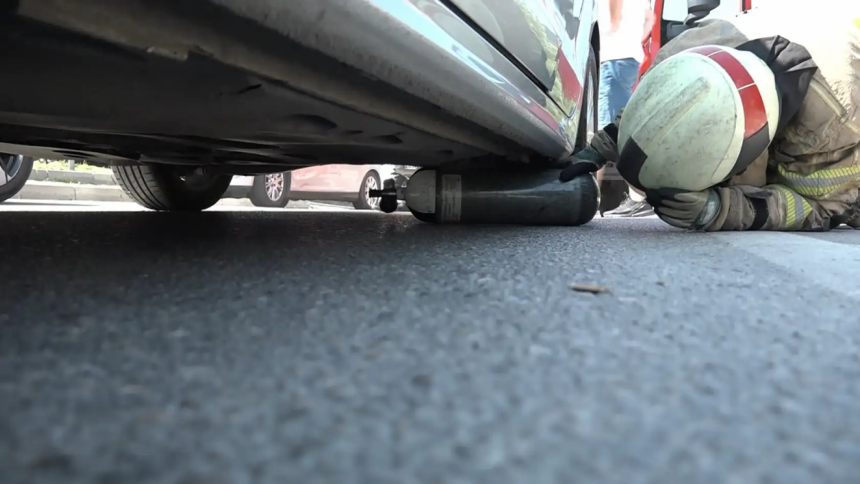 Yavru kedi, trafiği kilitledi