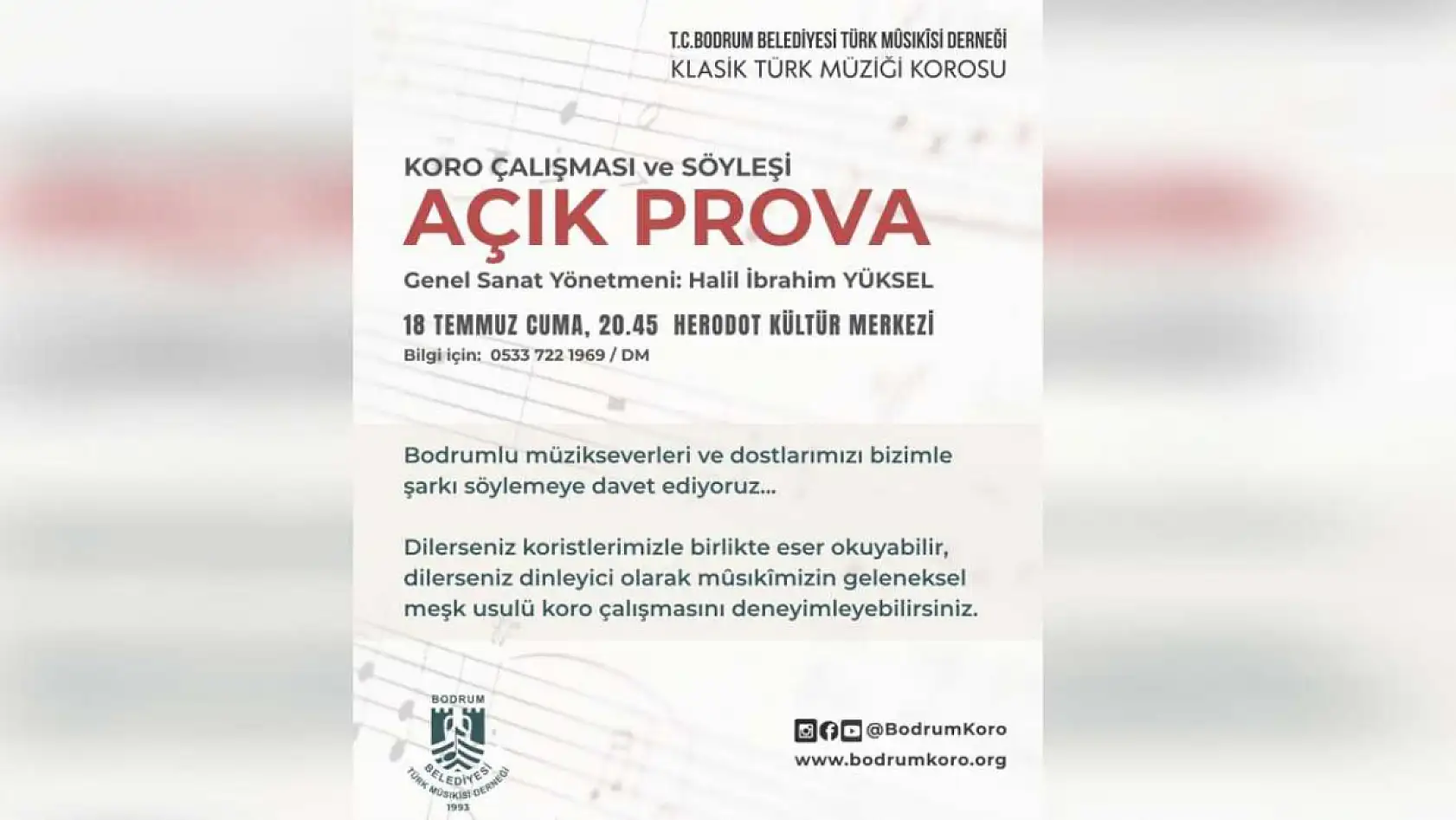 Bodrum'da Klasik Türk Müziği Buluşması: Herkese Açık Koro Çalışması