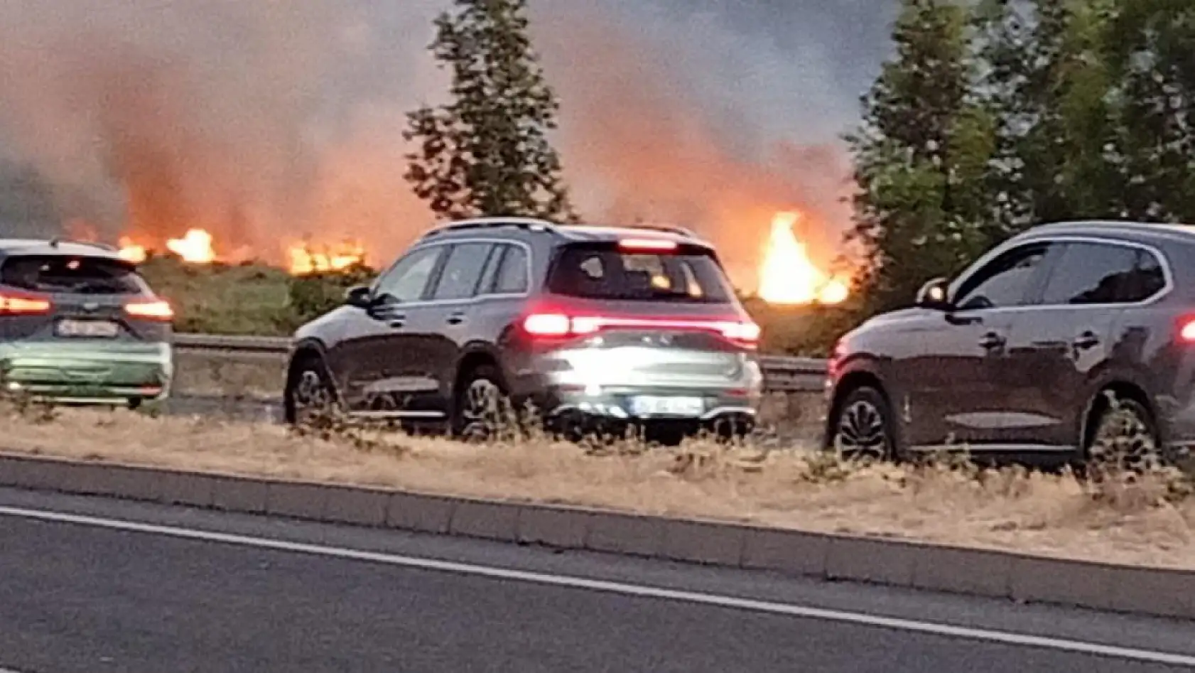 Aliağa'daki yangın Çanakkale-İzmir yoluna ulaştı, sürücüler zor anlar yaşadı