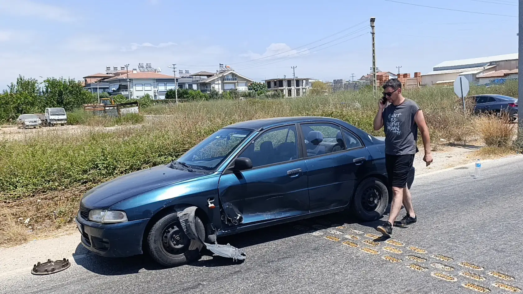 Tali yola giren otomobil motosikletle çarpıştı: 1 yaralı