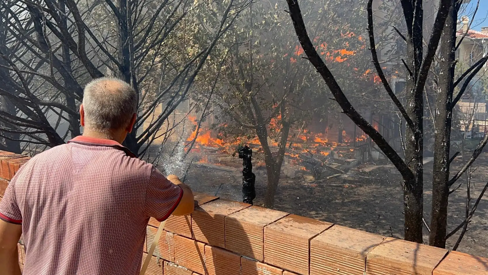 Çanakkale'de ormanlık alana sıçrayan yangında villalar yandı