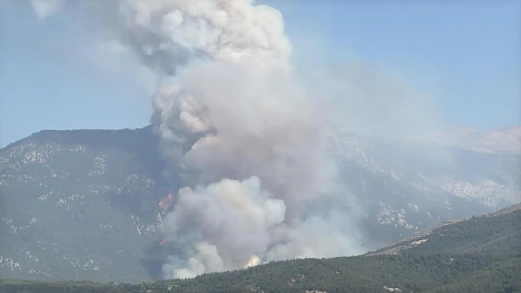 Denizli-Antalya Karayolu Kenarında Orman Yangını