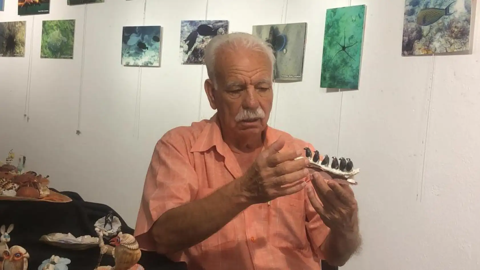 'Yaşam kaynağım' dediği denizden topladığı kabukları esere dönüştürdü