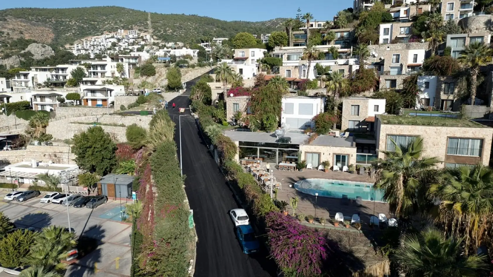 Bodrum'da altyapı çalışmaları tamamlandı, sokak sıcak asfalta kavuştu