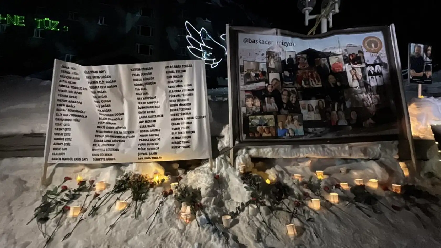 Kartalkaya yangın faciasının birinci yıldönümünde acılı aileler otel önünde bir araya geldi