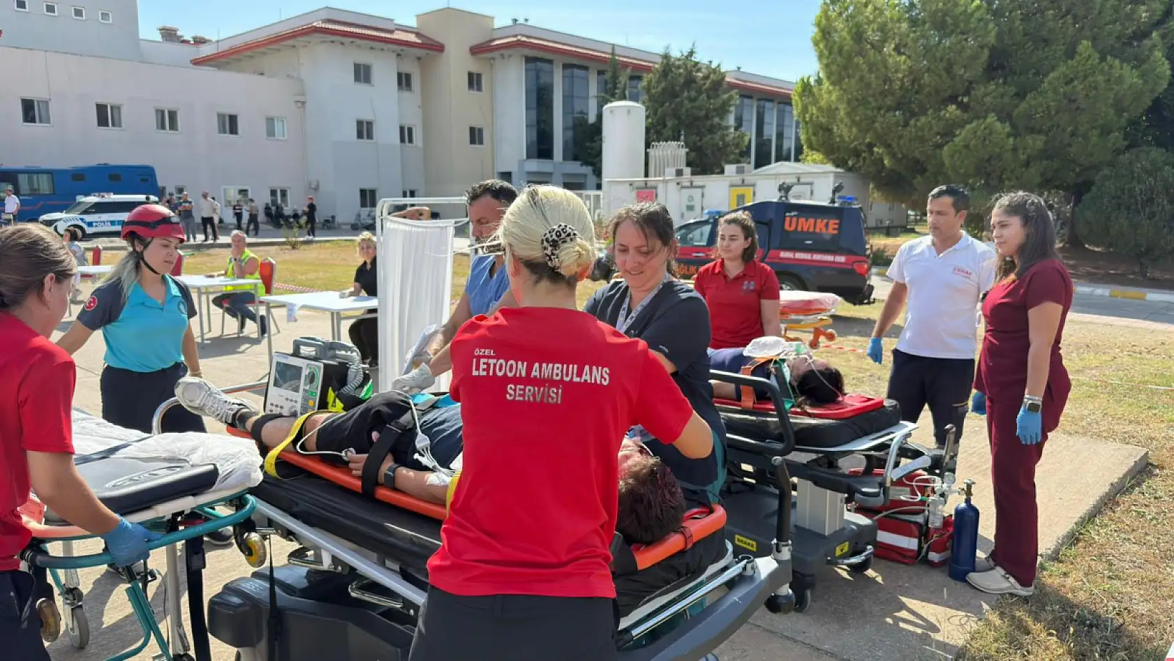 Fethiye Devlet Hastanesi'nde Göcek Tüneli Çökme Tatbikatı Gerçekleştirildi