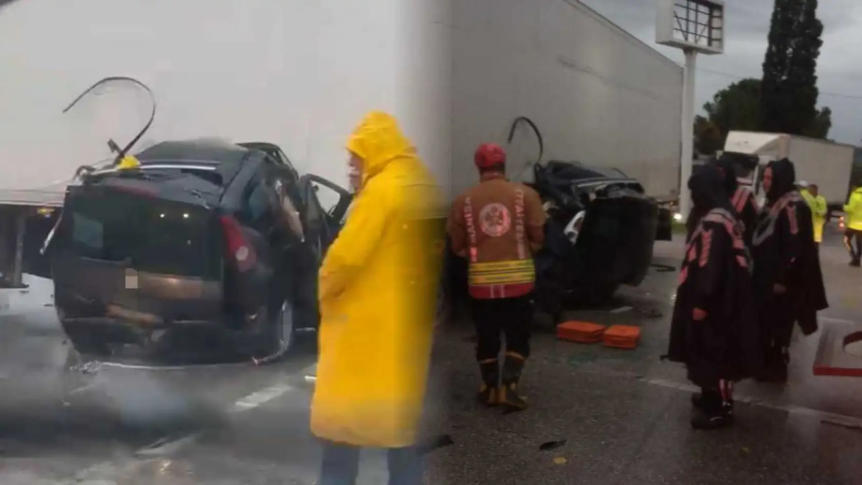 Tırın altında kalan otomobildeki karı koca hayatını kaybetti