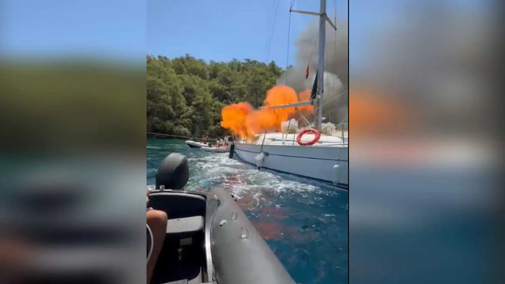 Dalaman'da özel tekne denizin ortasında cayır cayır yandı