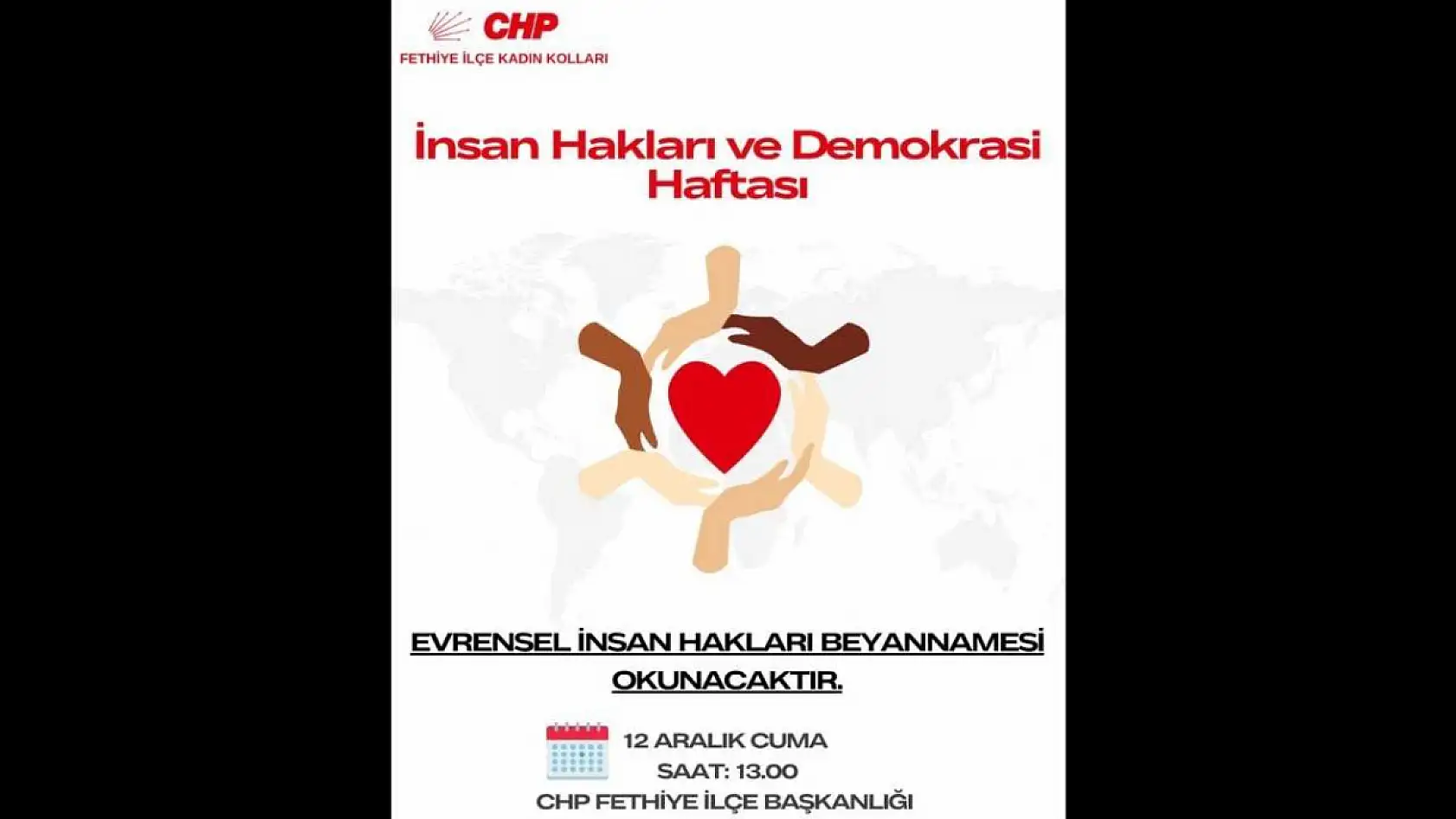CHP Fethiye Kadın Kolları'ndan İnsan Hakları ve Demokrasi Haftası mesajı