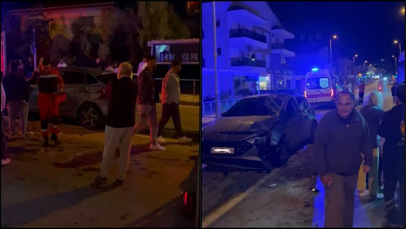 Fethiye'de feci kaza, araç ışıklara çarparak yan yattı