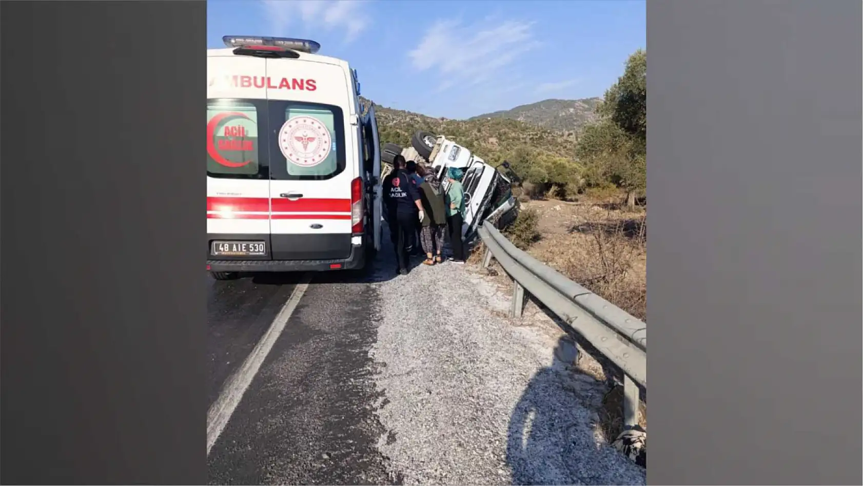 Milas'ta tır devrildi: 1 yaralı