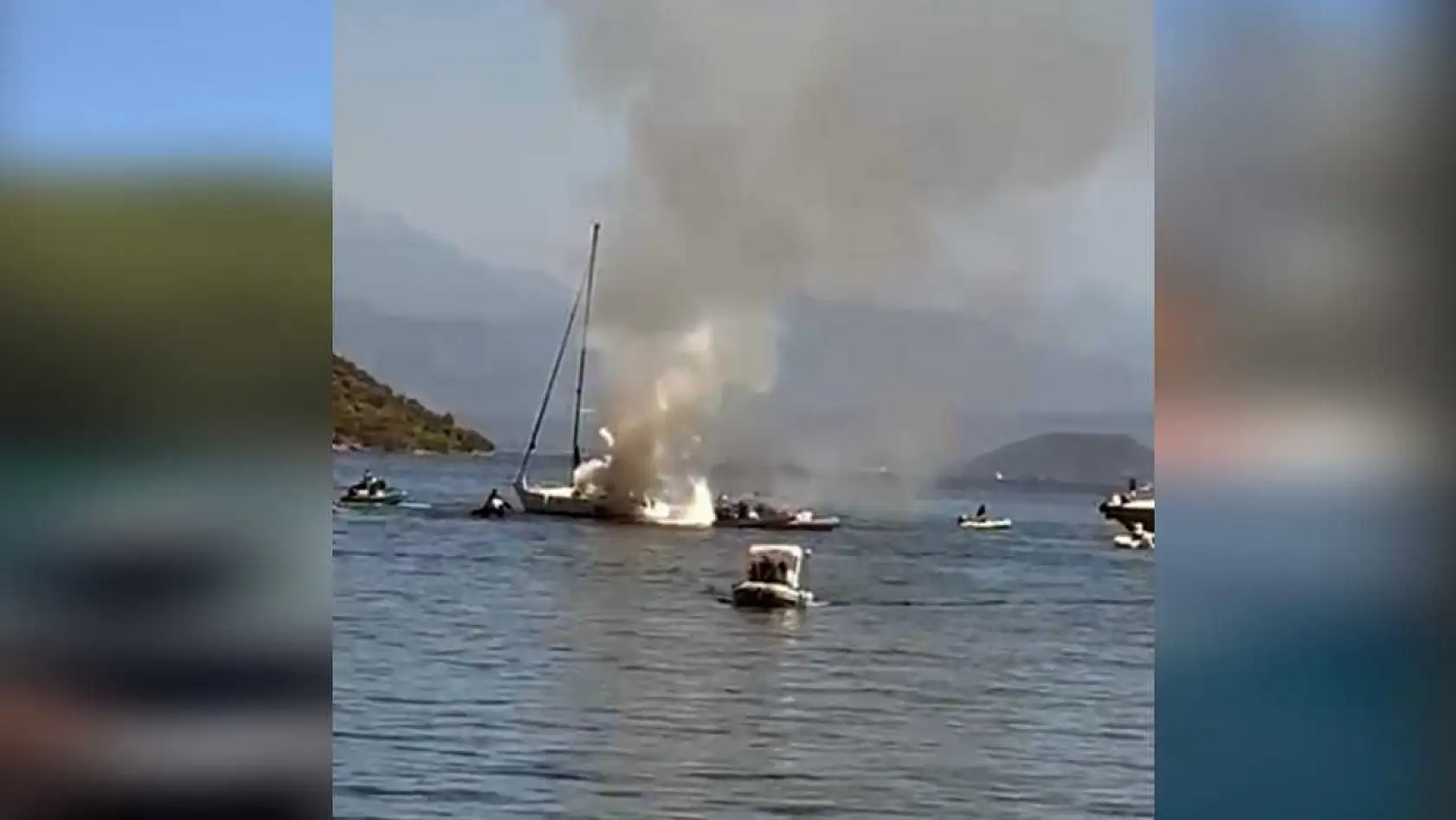 Dalaman'da özel tekne denizin ortasında cayır cayır yandı