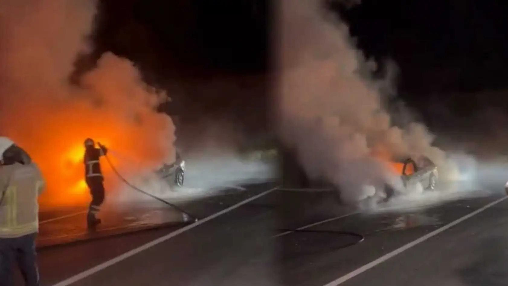 Seyir Halindeki Otomobil Cayır Cayır Yandı