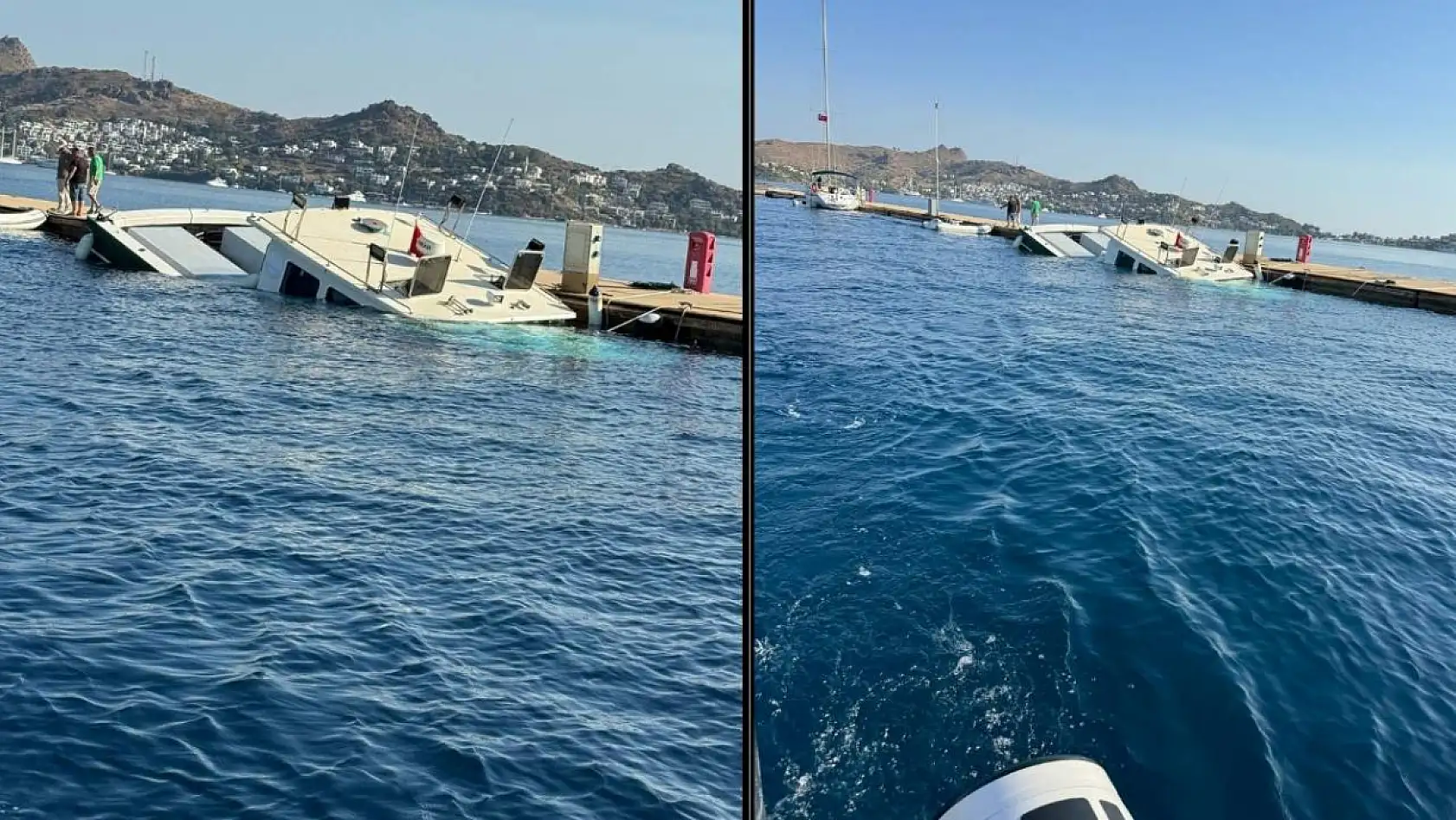 Bodrum'da Şişme Bot Atık Alım Teknesine Çarptı
