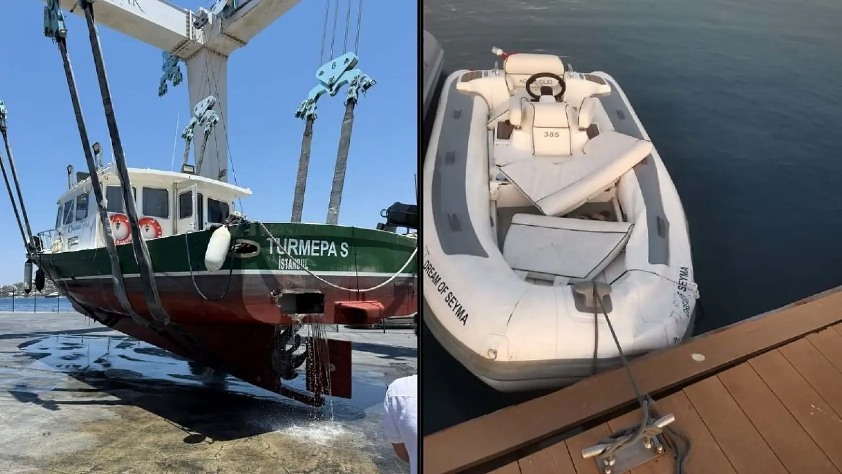 Bodrum'da Şişme Bot Atık Alım Teknesine Çarptı