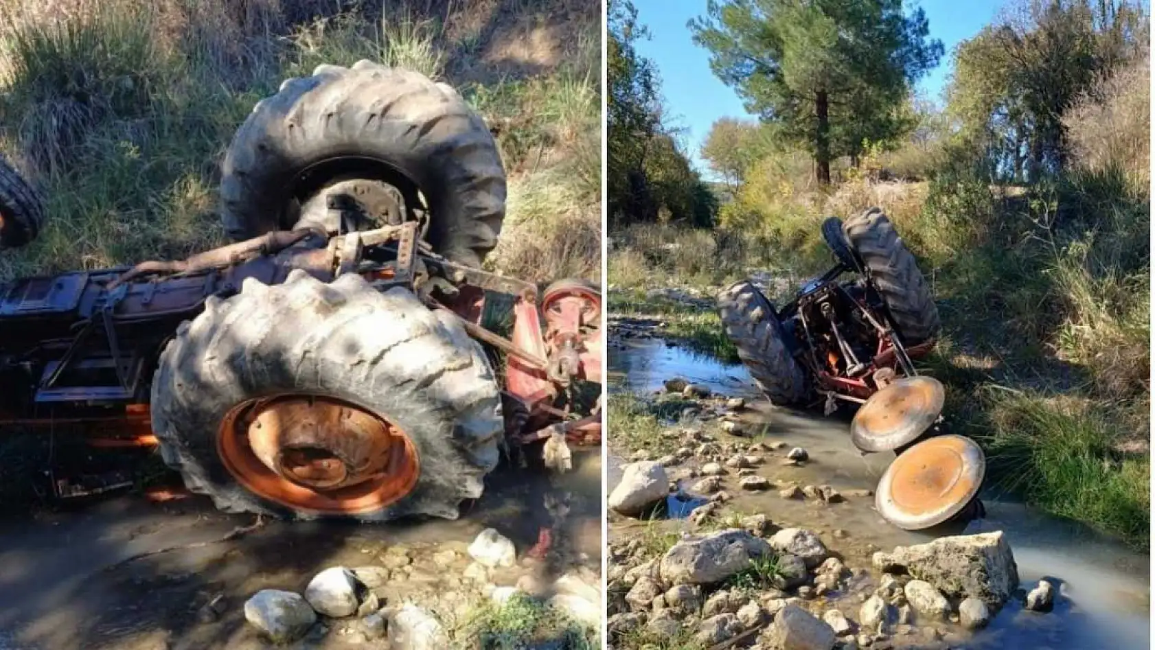 Devrilen traktörün altında kalan sürücü hayatını kaybetti