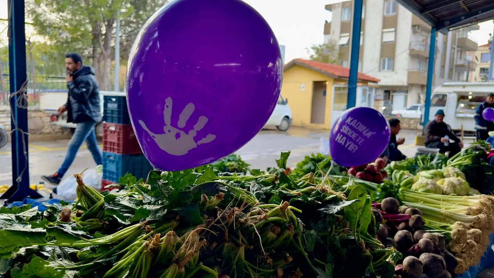 'Kadına Şiddete Son' Diyerek Mor Balon Dağıttılar