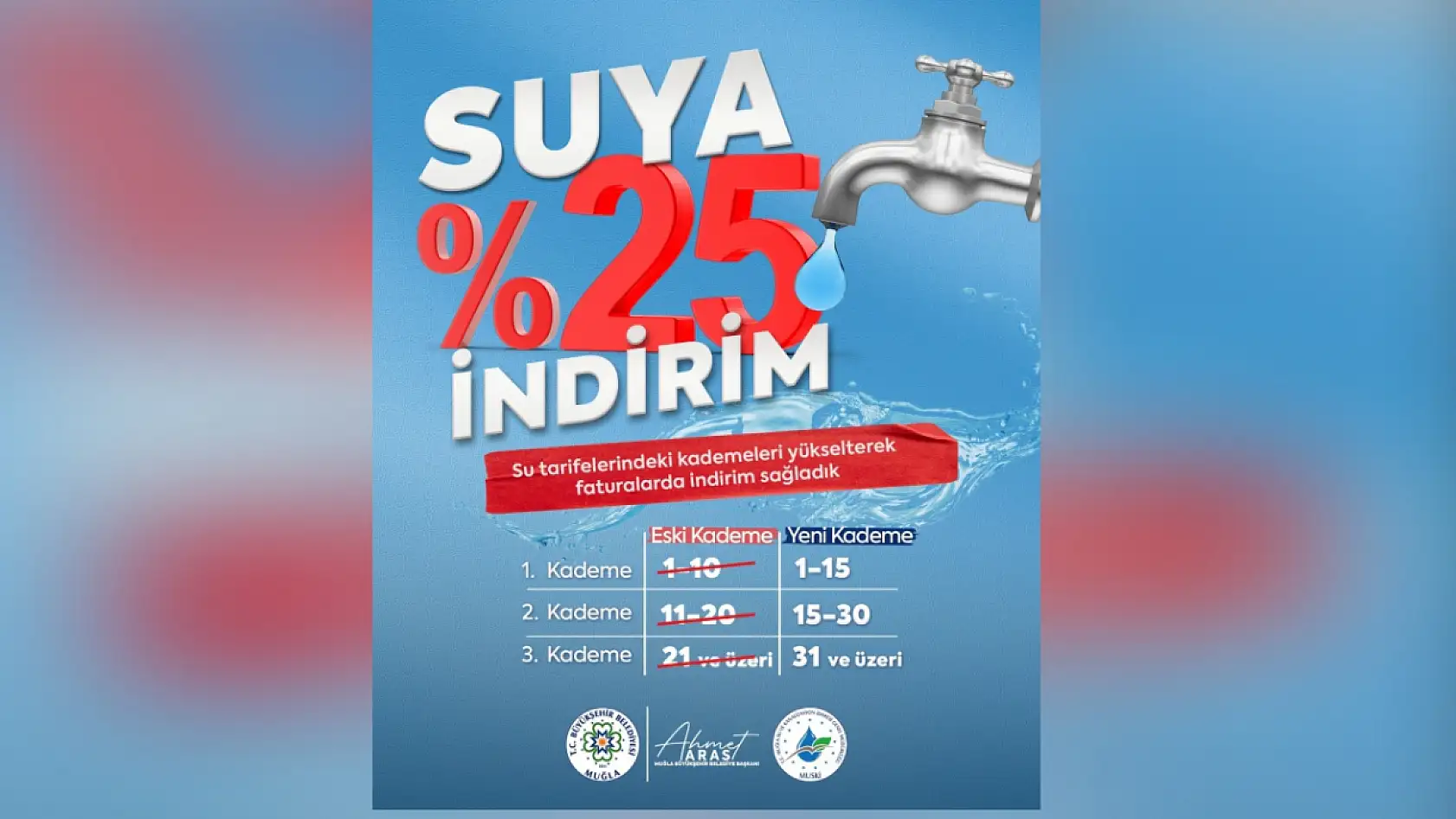 Muğla'da suya yüzde 25 indirim