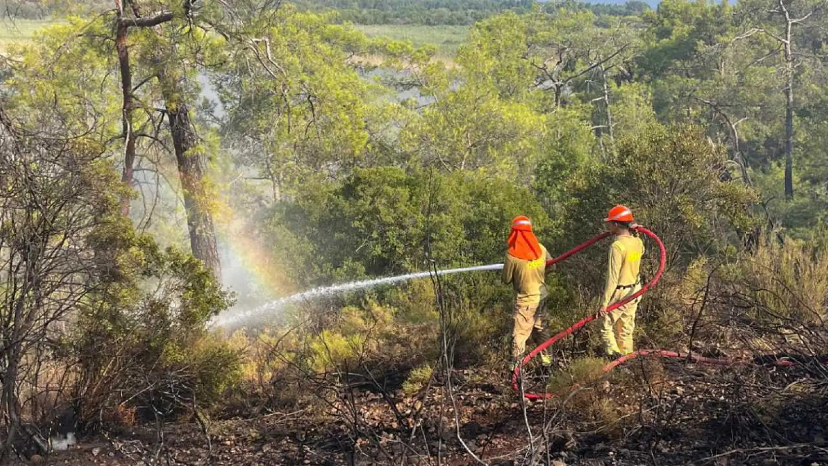 Fethiye Katrancı koyu yangını kısmen kontrol altında