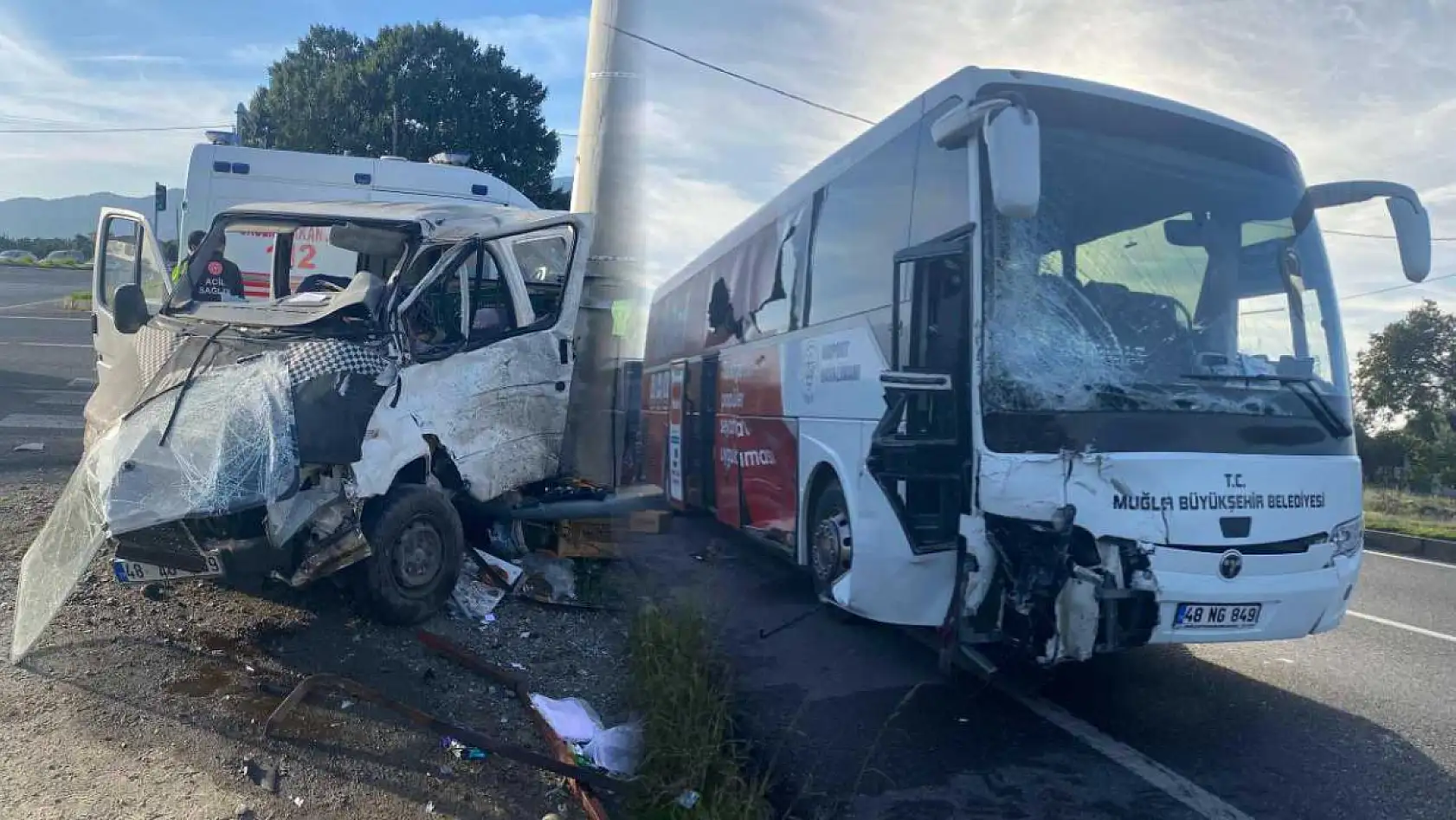 Muğla'da otobüs ile minibüs çarpıştı: 2 yaralı
