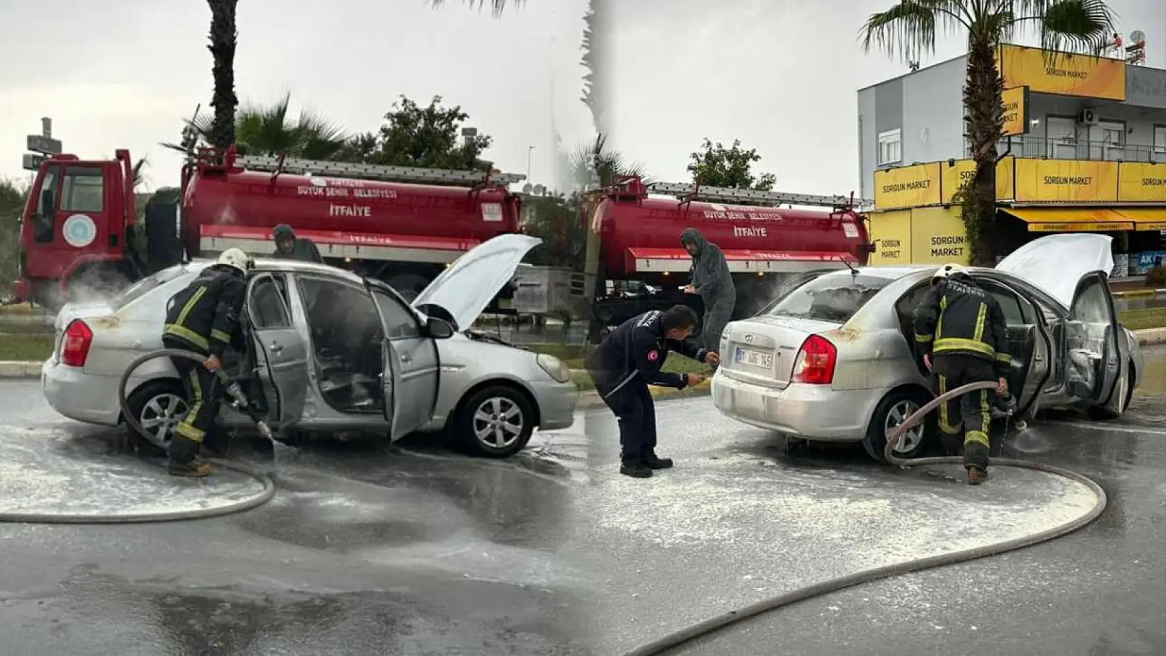 Seyir halindeki otomobil yandı: Sürücü kendisini araçtan dışarı attı