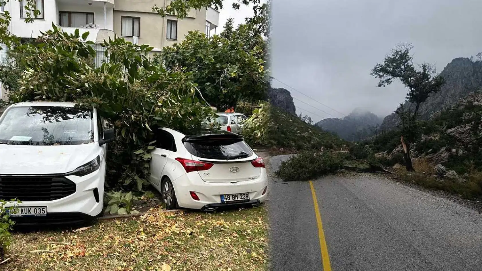 Marmaris'te fırtına ve sağanak etkili oldu: 3 tekne karaya vurdu