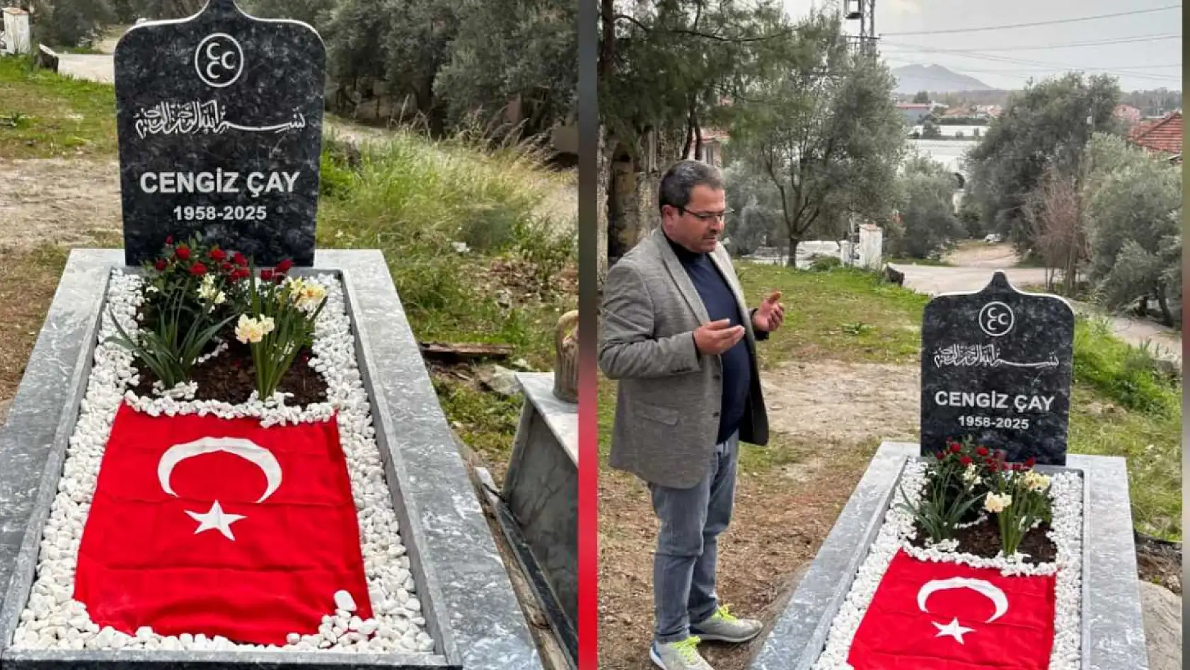 Fethiye'de merhum Cengiz Çay kabri başında anıldı, lokma hayrı yapıldı