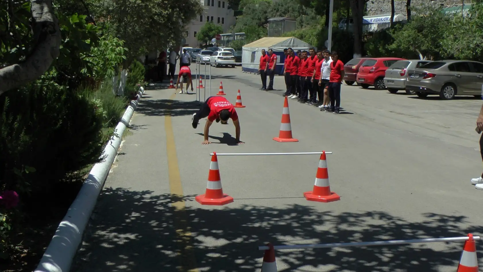 Muğla'da İtfaiyecilere Kondisyon İçin Spor Parkuru Testi