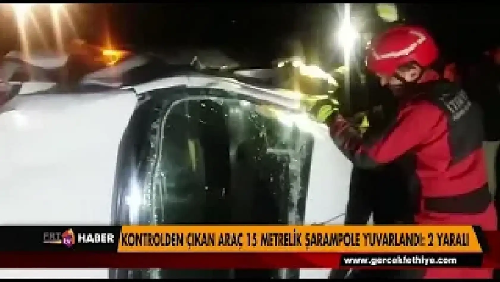 KONTROLDEN ÇIKAN ARAÇ 15 METRELİK ŞARAMPOLE YUVARLANDI