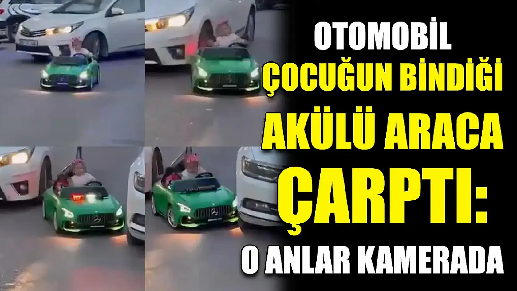 Otomobil çocuğun bindiği akülü araca çarptı: O anlar kamerada