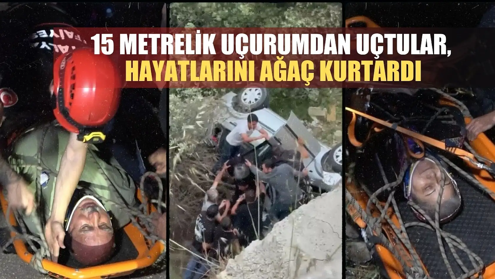 15 metrelik uçurumdan uçtular, hayatlarını ağaç kurtardı