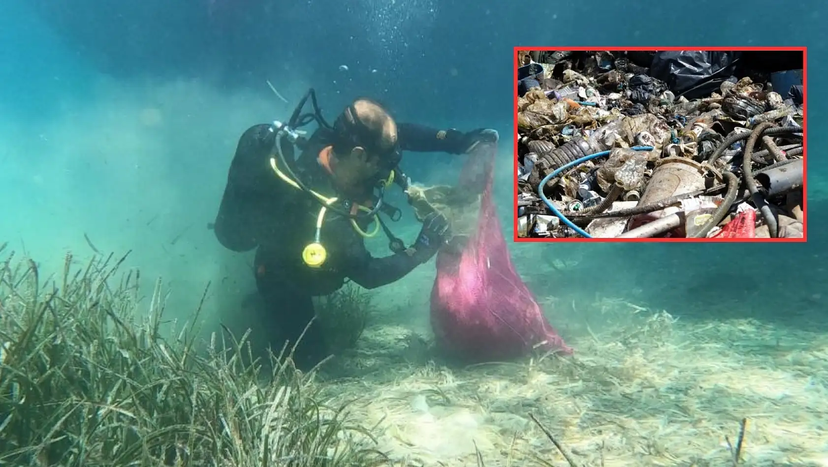 Bodrum'da deniz dibinden 2,5 ton çöp çıktı