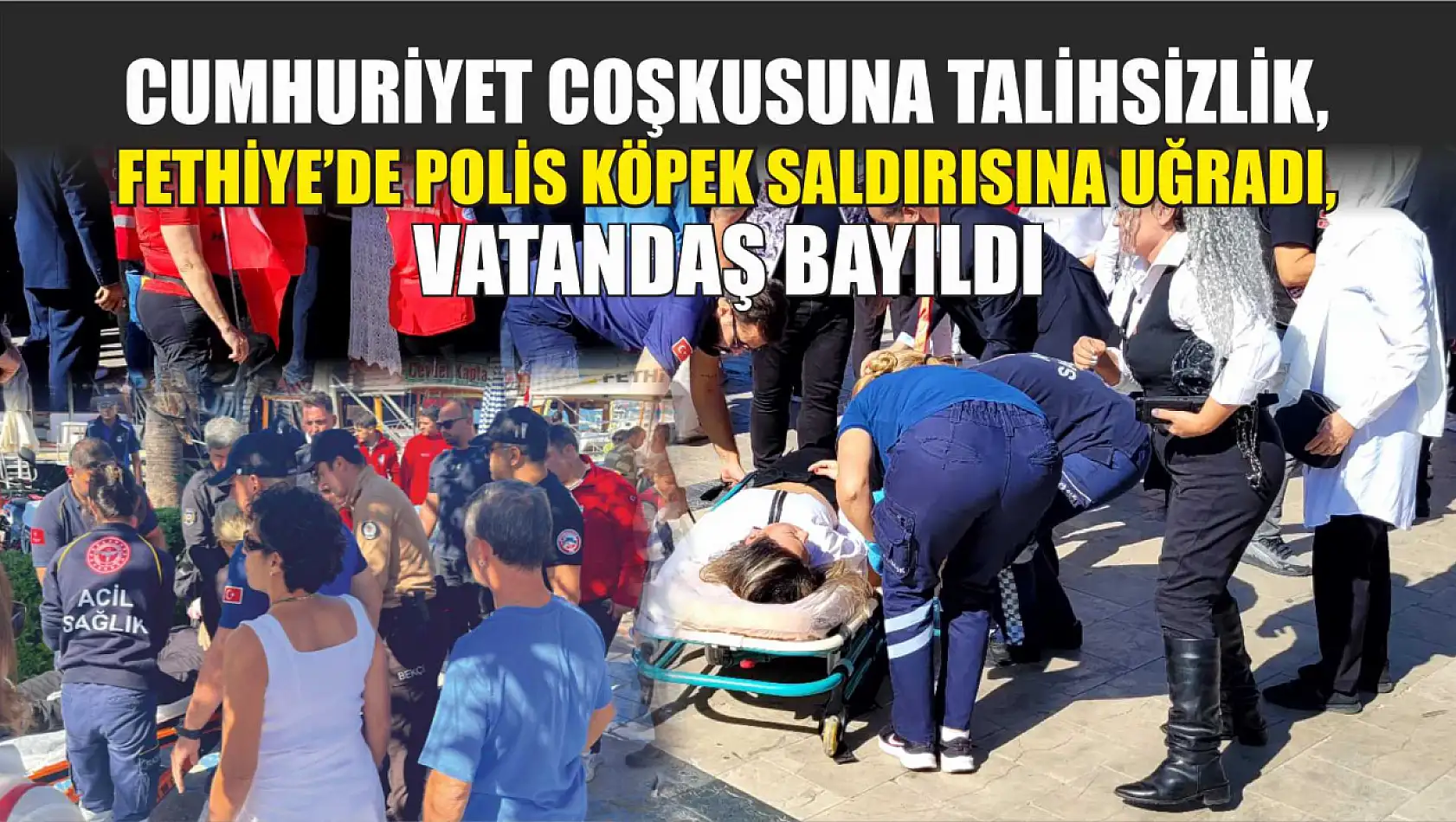 Cumhuriyet Coşkusuna Talihsizlik, Fethiye'de Polis Köpek Saldırısına Uğradı, Vatandaş Bayıldı