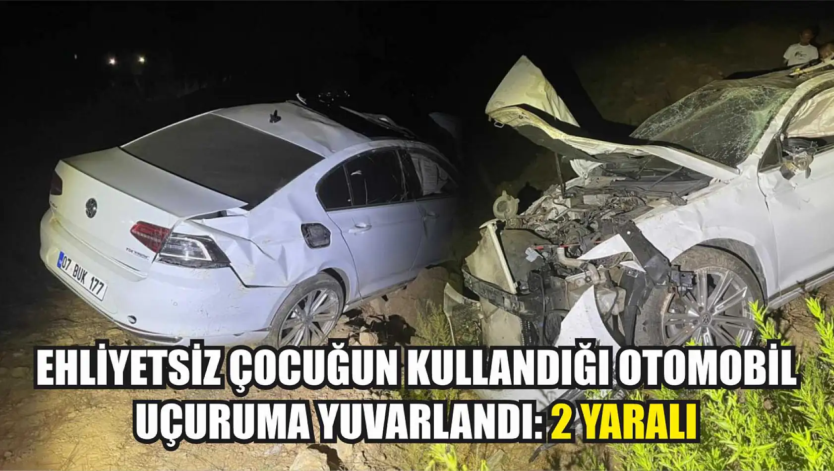 Ehliyetsiz çocuğun kullandığı otomobil uçuruma yuvarlandı: 2 yaralı