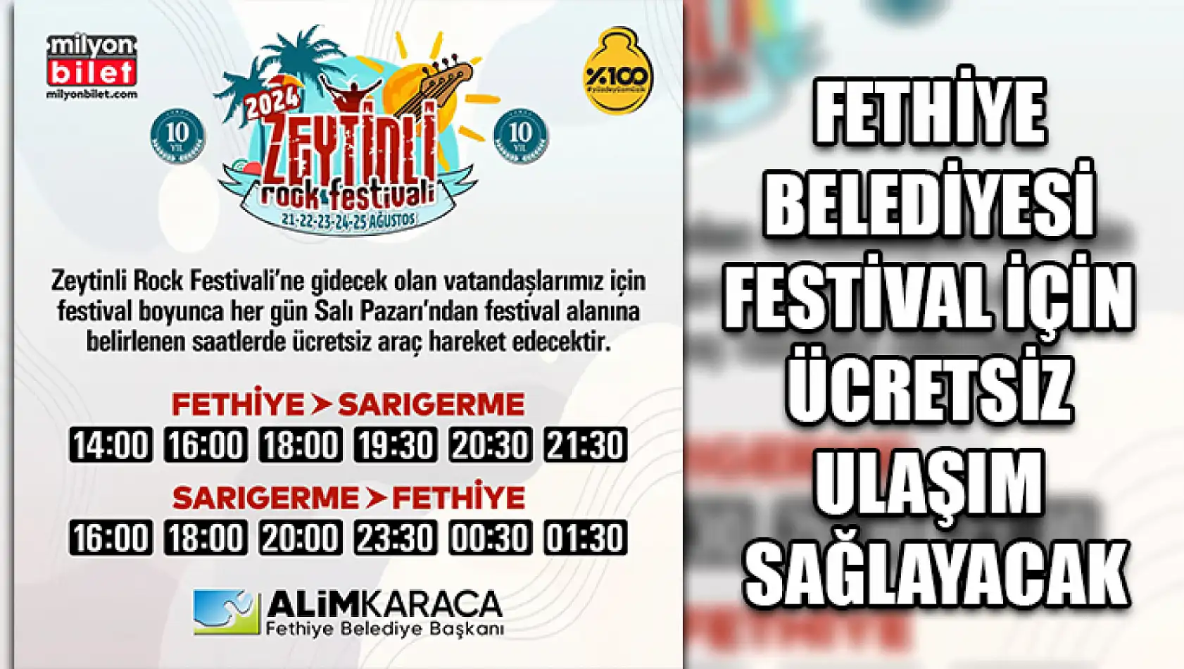 Fethiye Belediyesi Festival İçin Ücretsiz Ulaşım Sağlayacak