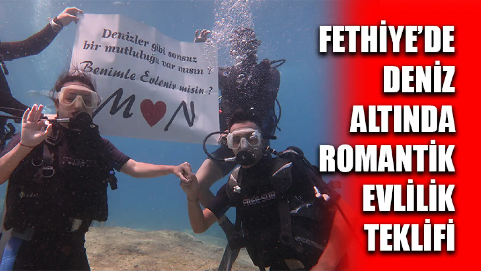 Fethiye'de Deniz Altında Romantik Evlilik Teklifi