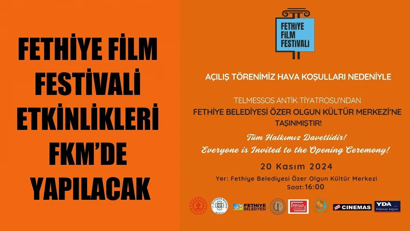 Fethiye Film Festivali Etkinlikleri FKM'de yapılacak