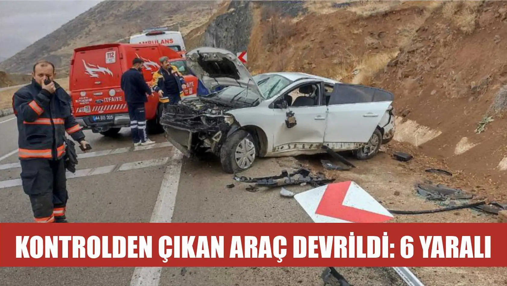 Kontrolden çıkan araç devrildi: 6 yaralı