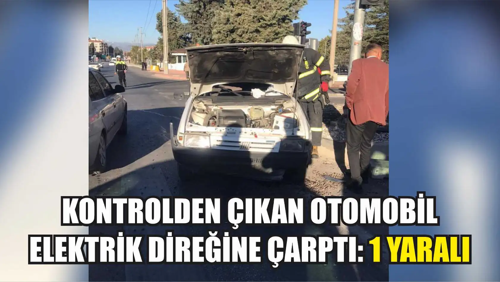 Kontrolden çıkan otomobil elektrik direğine çarptı: 1 yaralı