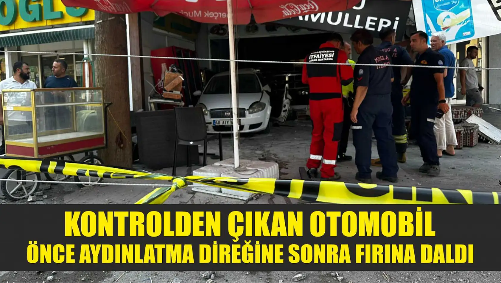 Kontrolden çıkan otomobil önce aydınlatma direğine sonra fırına daldı