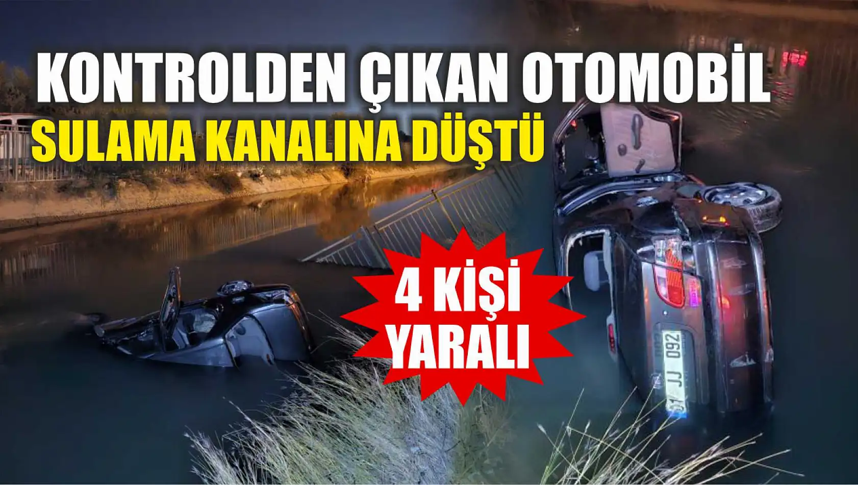 Kontrolden çıkan otomobil sulama kanalına düştü: 4 yaralı