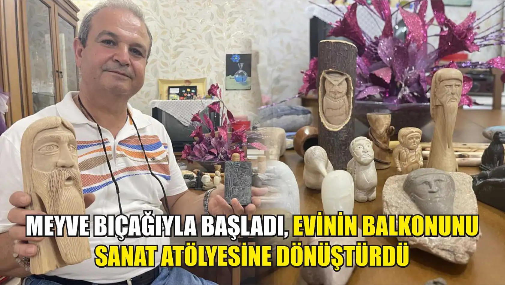 Meyve bıçağıyla başladı, evinin balkonunu sanat atölyesine dönüştürdü