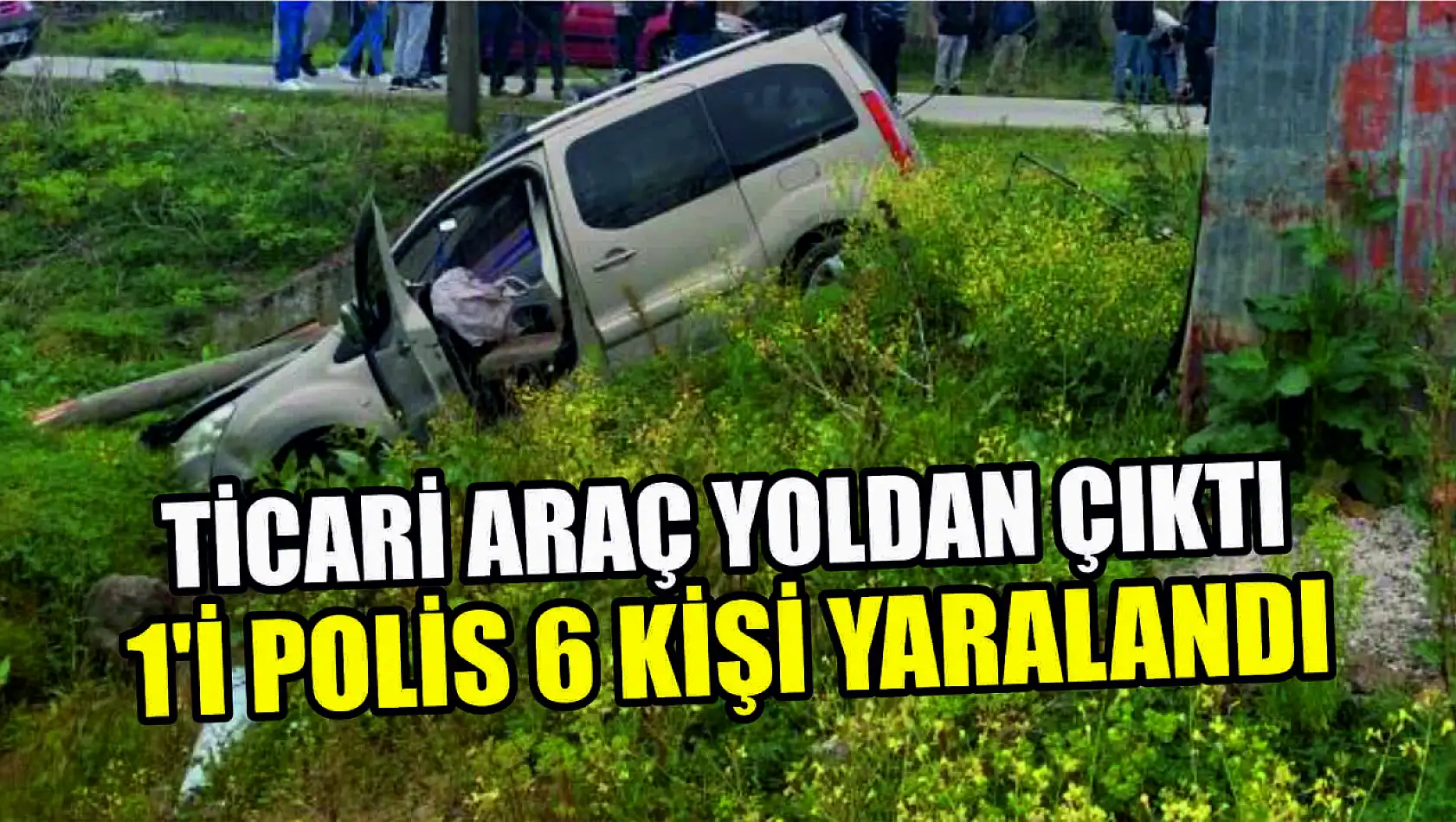 Ticari araç yoldan çıktı 1'i polis 6 kişi yaralandı